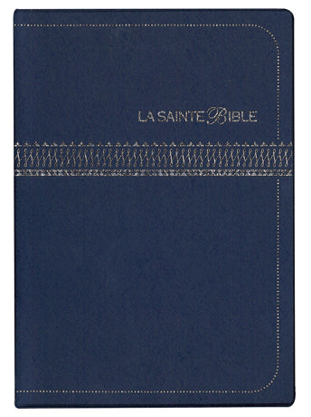 The Holy Bible, Louis Segond 1910, comfort character, navy vinyl cover, silver embossing