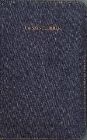 The Holy Bible, Louis Segond 1910, Semi-rigid binding / Denim cover / Gold edges / Tabs / Slide